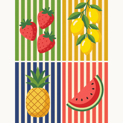 Sommerstreifen – 4er Mini-Set | Malen nach Zahlen