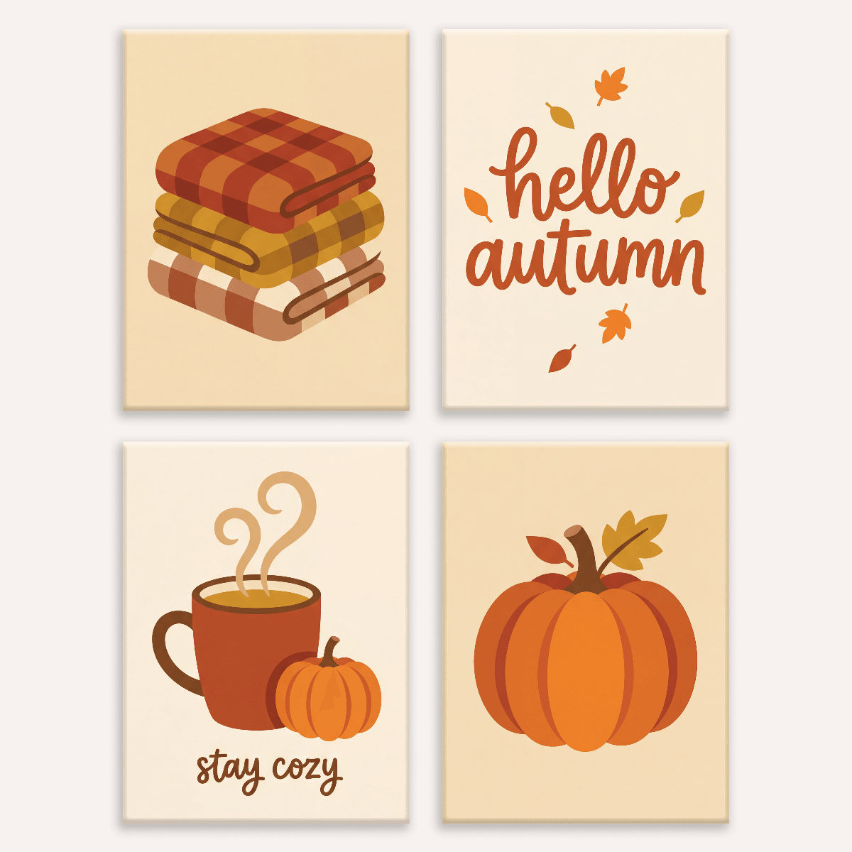 Herbstliche Umarmung – 4er Mini-Set | Malen nach Zahlen