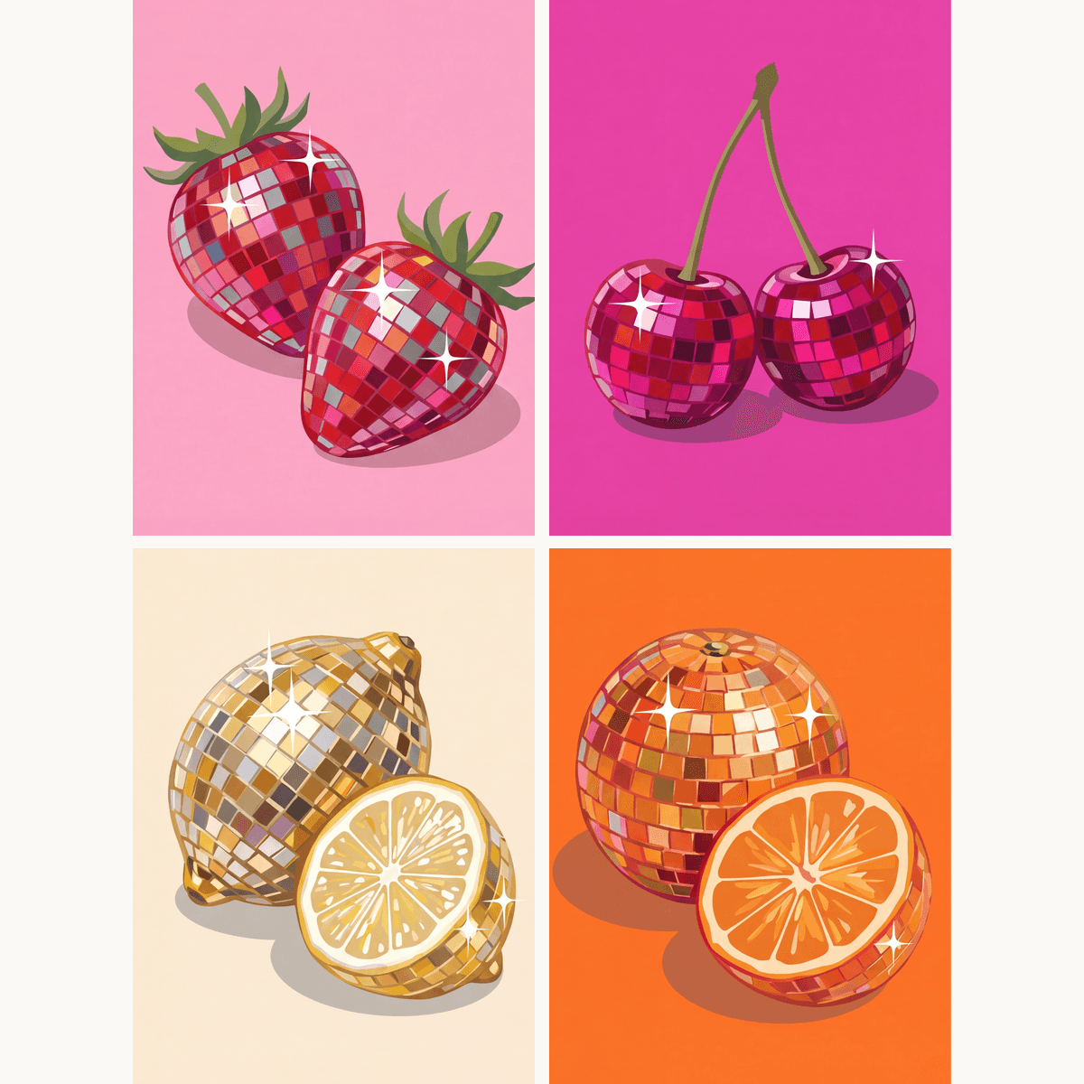 Frucht-Disco – 4er Mini-Set | Malen nach Zahlen