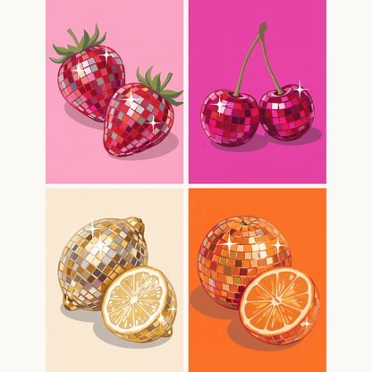 Frucht-Disco – 4er Mini-Set | Malen nach Zahlen