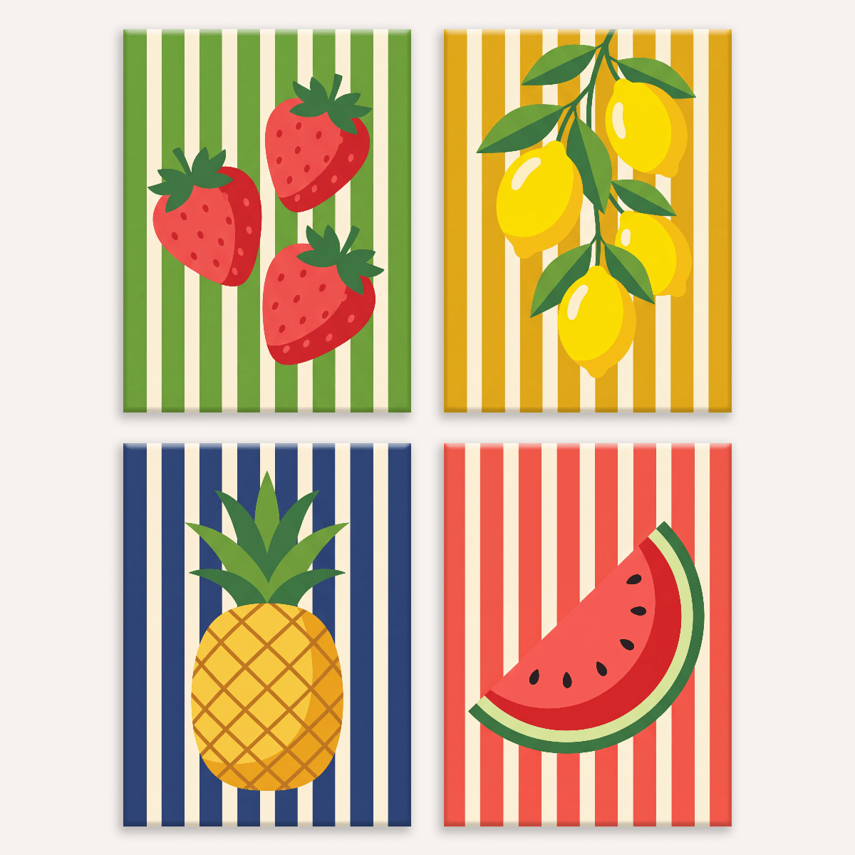 Sommerstreifen – 4er Mini-Set | Malen nach Zahlen