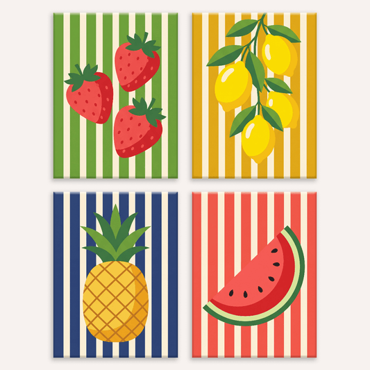 Sommerstreifen – 4er Mini-Set | Malen nach Zahlen