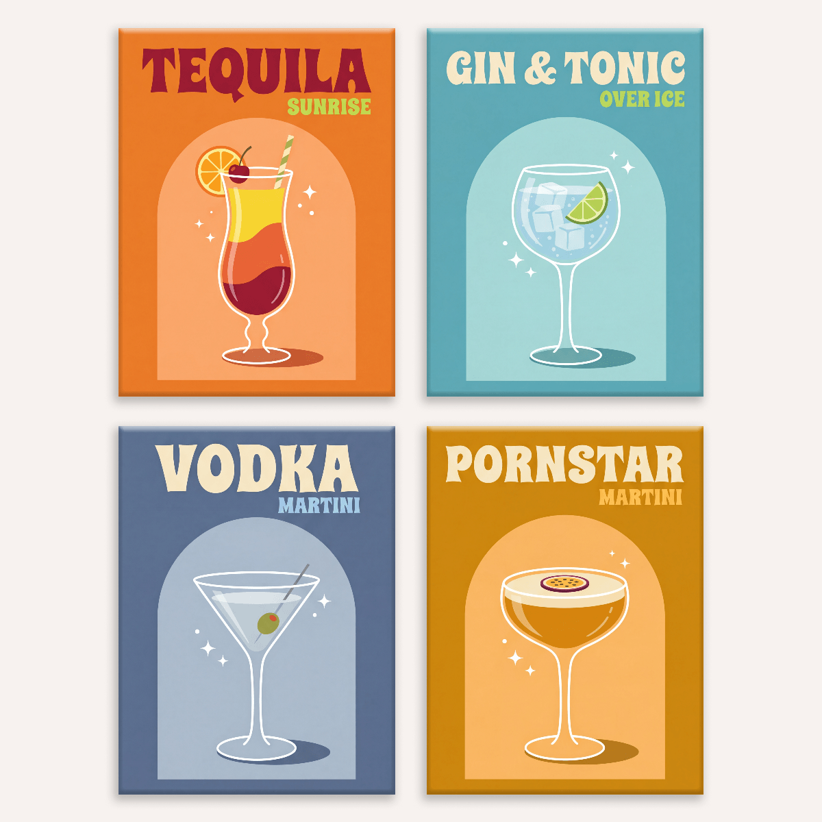 Cocktail-Club Teil 3 – 4er Mini-Set | Malen nach Zahlen