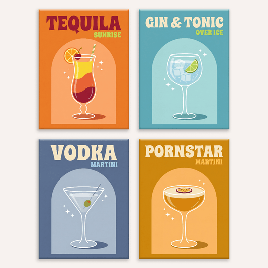 Cocktail-Club Teil 3 – 4er Mini-Set | Malen nach Zahlen