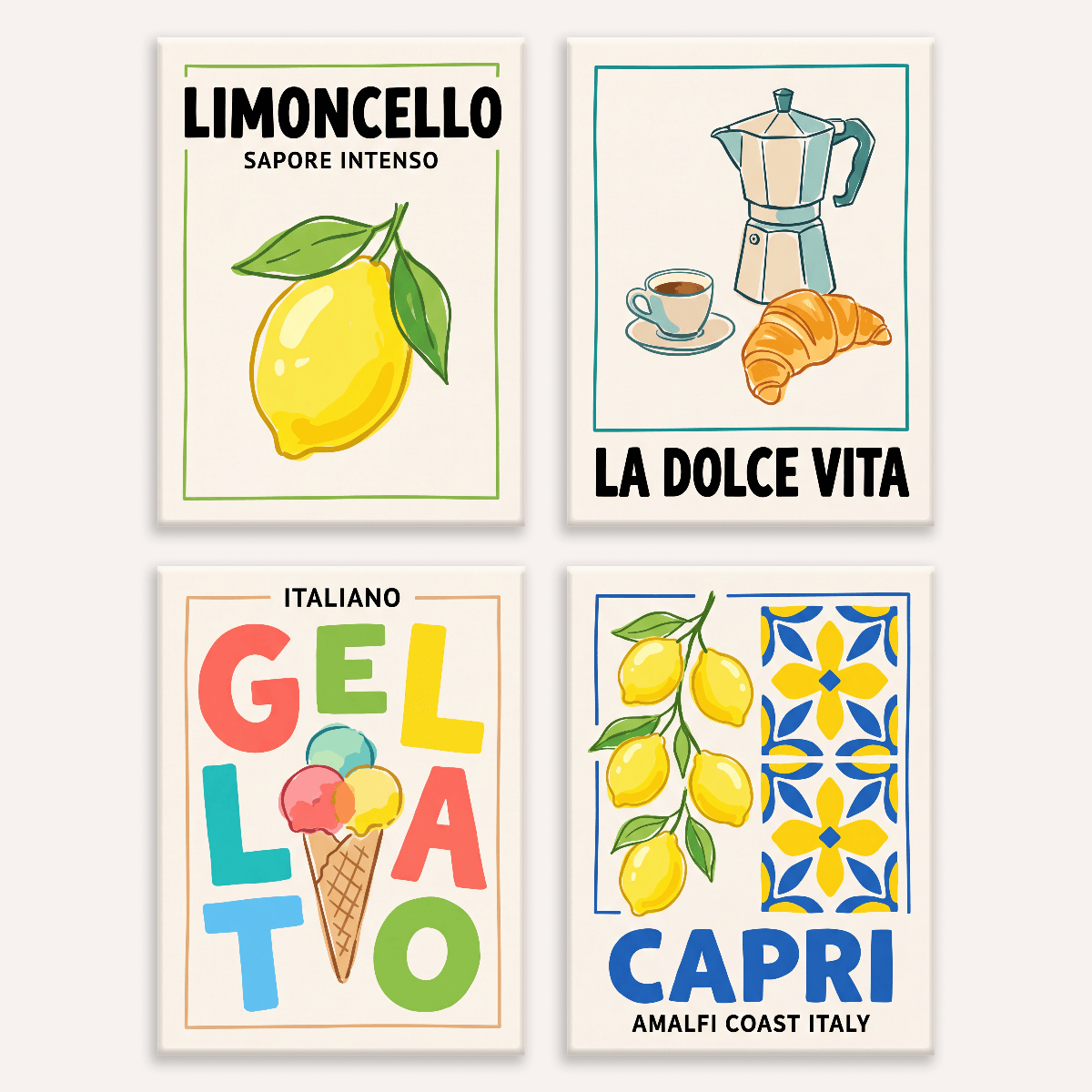 Italienischer Sommer – 4er Mini-Set | Malen nach Zahlen