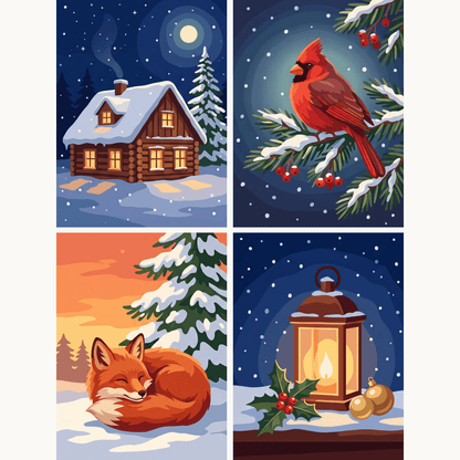 Winternächte – 4er Mini-Set | Malen nach Zahlen