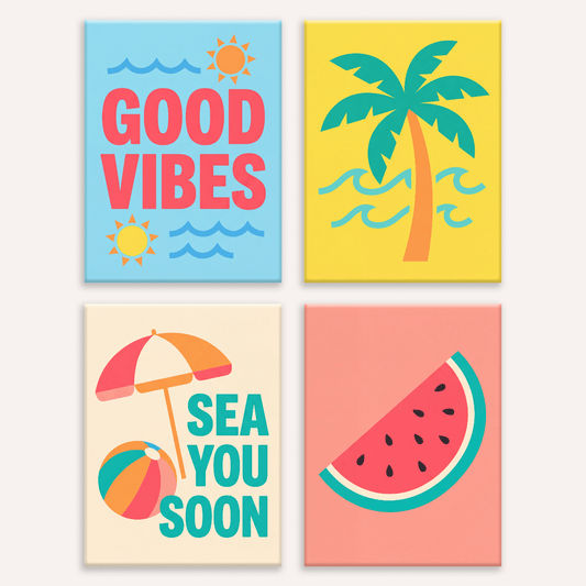Endlose Sommertage – 4er Mini-Set | Malen nach Zahlen