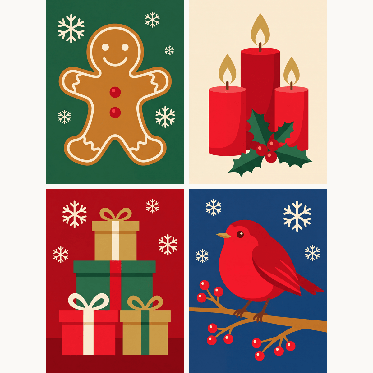 Weihnachtsklassiker – 4er Mini-Set | Malen nach Zahlen