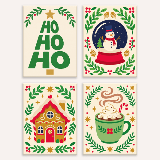 Ho Ho Ho – 4er Mini-Set | Malen nach Zahlen
