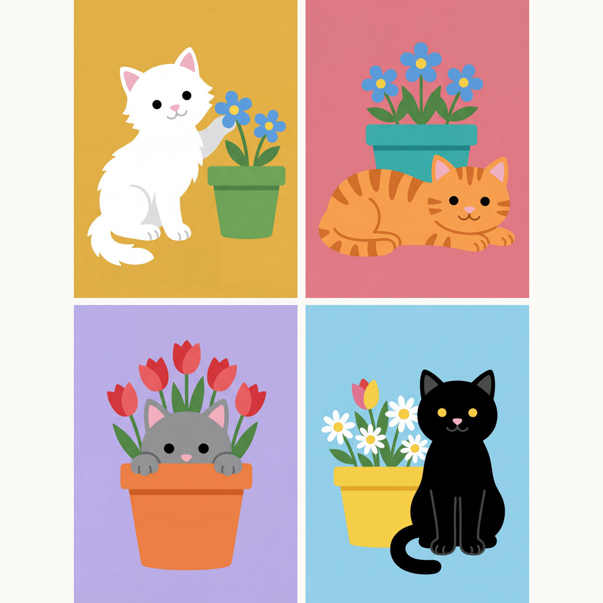 Kleine Glückssprossen – 4er Mini-Set | Malen nach Zahlen