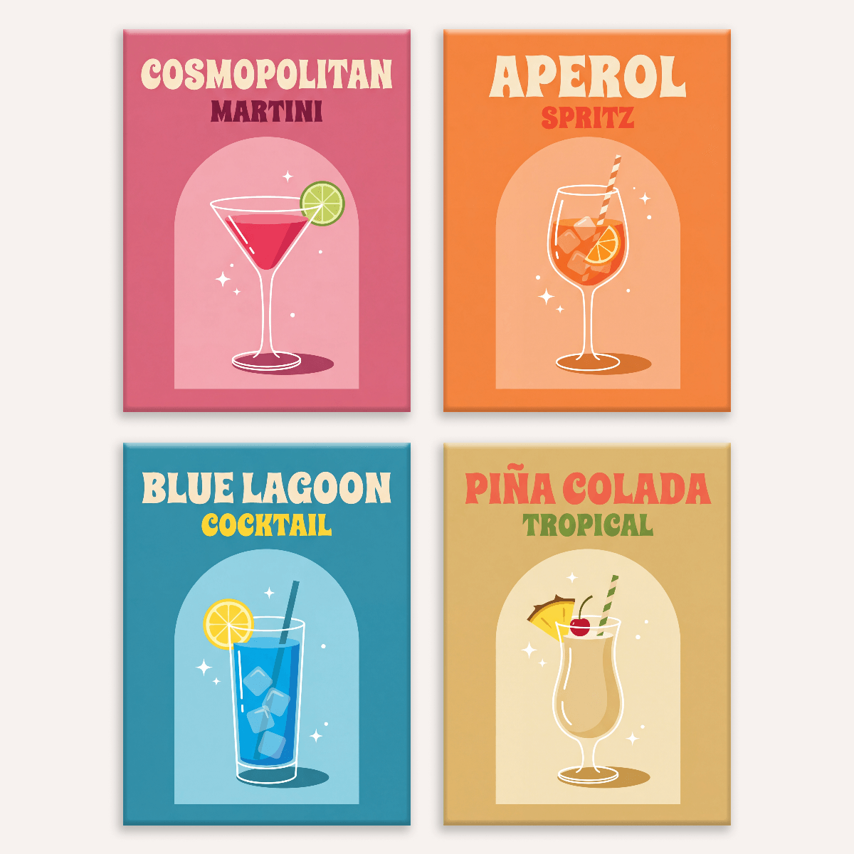 Cocktail-Club Teil 2 – 4er Mini-Set | Malen nach Zahlen