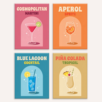 Cocktail-Club Teil 2 – 4er Mini-Set | Malen nach Zahlen