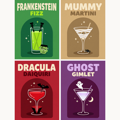 Geister und Grusel – 4er Mini-Set | Malen nach Zahlen