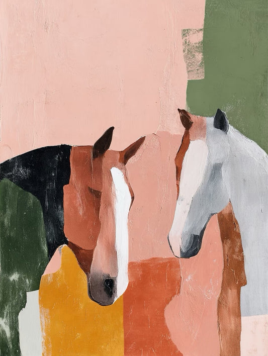 Pferdeduo in Pastell - Malen nach Zahlen