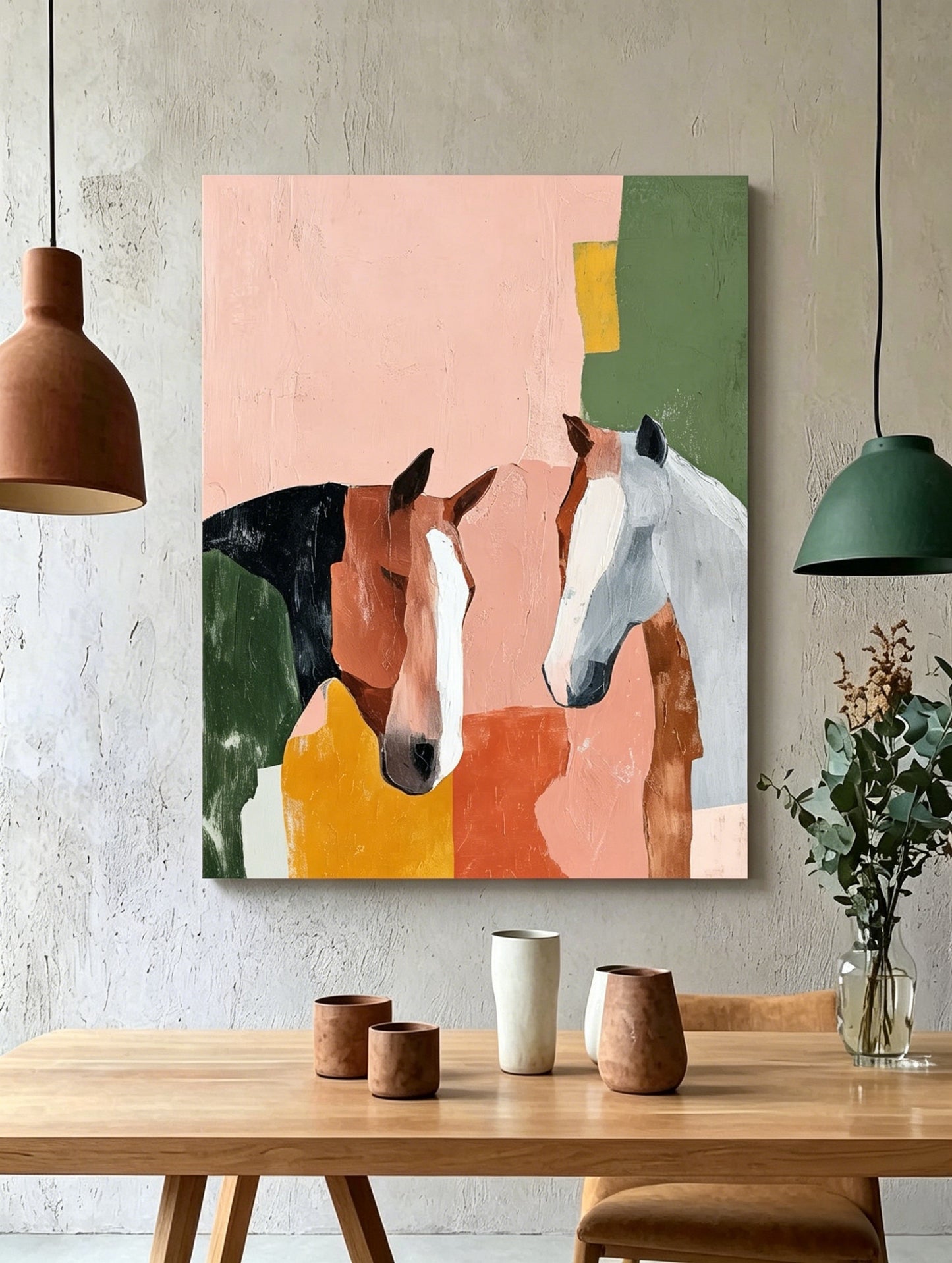 Pferdeduo in Pastell - Wandbild