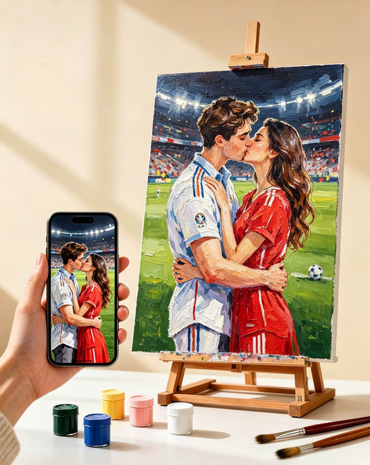 Personalisiertes Fußball-Liebespaar – Malen nach Zahlen vom Foto